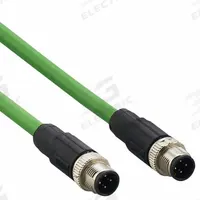 IFM Ethernet Cable: M12 Male Straight x M12 Male Straight, 10 m Lg, PVC, Green, D Coding, D, IP67 (MPN E21137). Key specifications — Brand: IFM; Cable Jacket Color: Green; End 1 Coding: D; End 2 Coding: D; IP Rating: IP67.