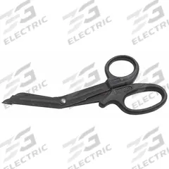 EMI Medical Shears: EMS Shear, Stainless Steel, Angled/Serrated, Plastic, 5 1/2 in Overall Lg, Black (MPN 1098). Key specifications — Disposability: Reusable; Product Type: EMS Shear; Color: Black; Blade Material: Stainless Steel; Handle Material: Plastic; Brand: EMI; Blade End Type: Serrated.