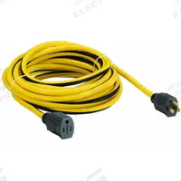 APPROVED VENDOR Extension Cord: Outdoor Use, 25 ft Lg, Outlet, 5-15P, 12/3, SJTW, Black/Yellow (MPN 52NY24). Key specifications — Brand: APPROVED VENDOR; Temperature Rating: -40° to 167°F; NEMA Plug Configuration: 5-15P.