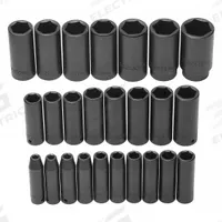 PROTO Impact Socket Set: 1/2 in Drive Size, Small Set (0-50 pieces) Set Size, 25 Pieces, Black Oxide (MPN J74216). Key specifications — attr1204251: PROTO; attr1215453: 1/2 in; attr1215454: 8 mm to 36 mm.