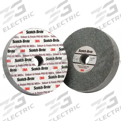SCOTCH-BRITE Unitized Wheel: 6 in Dia x 1 in W, 1 in Arbor Hole, Ceramic, Medium, Medium (6) - Cool-Cutting Light Deburring & Finishing Wheels for All Materials
