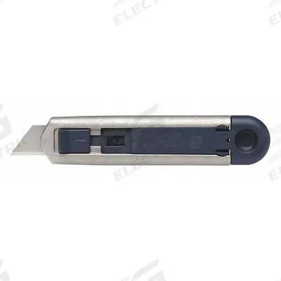 MARTOR Safety Knife: 143 mm Overall Lg, Steel Std Tip, Plain, Aluminum, Blue/Silver - Retracting Utility Knives