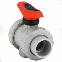 GF PIPING SYSTEMS Manual Two-Way Ball Valve: 1 1/2 in, CPVC, Straight, 16 bar Max. Pressure (CWP) (MPN 163546346). Key specifications — Brand: GF PIPING SYSTEMS; Handle: Tee.