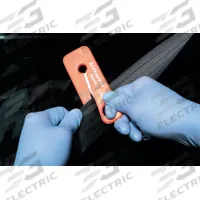 EMI Seat Belt Cutter: 4 7/8 in L x 1 3/4 in W x 1/4 in H, Material Plastic/Stainless Steel, Reusable (MPN 4000). Key specifications — Brand: EMI; Color: Orange; Includes: Seat Belt Cutter; Disposability: Reusable; Product Type: Seat Belt Cutter; Material: Plastic.