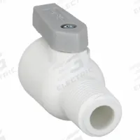 PARKER Manual Two-Way Ball Valve: 1/4 in, Polypropylene, Straight, Push x MNPT, Full Port Ball Port (MPN LFPP4VMC6). Key specifications — Brand: PARKER; Handle: Lever.
