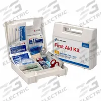 FIRST AID ONLY First Aid Kit and Housing: 94 Components, ANSI/ISEA Z308.1-2021, Type I/II, Class A (MPN 91326). Key specifications — ANSI Standard Met: ANSI/ISEA Z308.1-2021; Adhesive Bandages Included: (32) Bandages; Oral and Inhalant Medicinals Included: No Oral/Inhalant Medicinals; Topical Medicinals Included: (10) Triple Antibiotic Ointment Packets; Wound Dressings Included: (4) Gauze Pads; Unitized: Bulk.