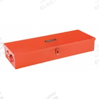 PROTO Tool Box: 25 3/16 in W 15 3/16 in D 5 1/2 in H, Steel, Red, Hinged Lid, Padlock (MPN J5696R). Key specifications — attr1116905: Red; attr1116917: Hinged; attr1116946: PROTO; attr1116904: Padlock.