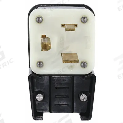 LEVITON Straight Blade Plug: 5-50P, 125V AC, 50 A, 2 Pole, 3 Blade, Black (MPN 9550-P) - Angled Plugs