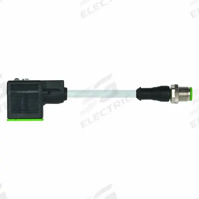MURRELEKTRONIK Cordset: M12 Male Straight x DIN Form A, 5 m Cable Lg, PVC, Gray, 3 Pins - DIN Form A Solenoid Connector x M12 Cordsets
