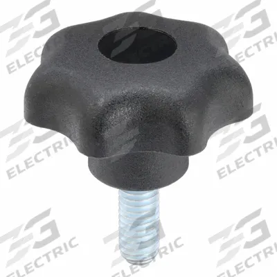 KIPP Hand Knob: 7 Point, Plastic w/ Steel Thread, M6 Thread, 15 mm Thread Lg - 7-Arm Knobs with Threaded Stud