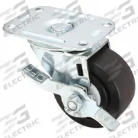 APPROVED VENDOR Plate Caster: Swivel, Polyolefin, 3 in Wheel Dia, 1 1/4 in Wheel Wd, Light Duty (MPN 5UX73). Key specifications — Wheel/Tread Color: Black; Brand: APPROVED VENDOR; Roll Up: Swivel with Brake.
