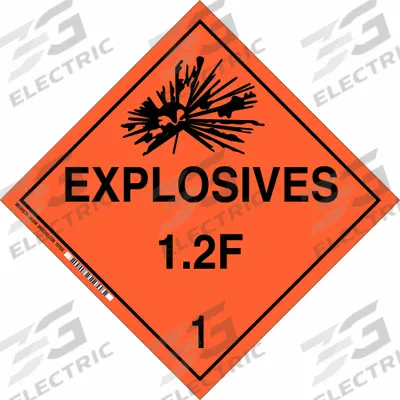 BRADY Container Placard: Explosives 1.2 F 1, 10 3/4 in x 10 3/4 in, 10 3/4 in Label Ht - Class 1: Explosives