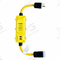 SOUTHWIRE GFCI: Manual Reset, 2 ft Lg, 10/3, L5-30P Plug, 30 A Current, 120V AC, L5-30R, Yellow (MPN 44830004-3). Key specifications — NEMA Plug Configuration: L5-30P; NEMA Receptacle Configuration: L5-30R; Brand: SOUTHWIRE; Voltage: 120V AC.