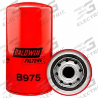 BALDWIN FILTERS Oil Filter: B975, 1-12 Thread Size, 7 1/8 in Overall Ht, 3 11/16 in Outside Dia, Oil. Key specifications — Baldwin Interchange: B975; Brand: BALDWIN FILTERS; Compatible Vehicle Make: Volvo; Includes: Anti-Drainback Valve; Media Material: Cellulose.