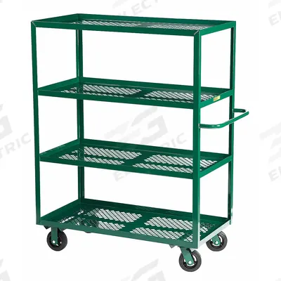 LITTLE GIANT Utility Cart: 1,600 lb, 4 Shelves, 60 in L x 30 in W Shelf, 16 in Between Shelves - Flow-Through Utility Carts with Perforated Lipped Metal Shelves