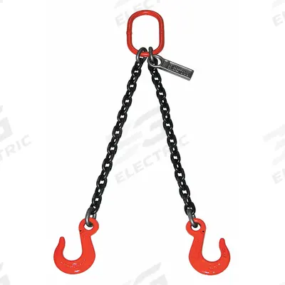 LIFT-ALL Double Leg Chain Sling: 7/32 in Chain Trade Size, 100 Chain Grade, Sling Hook - Grade-100 Double-Leg Chain Slings