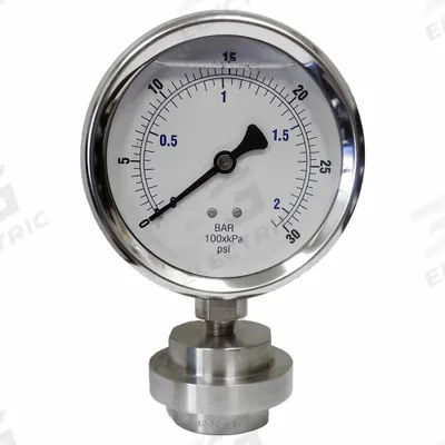 KODIAK CONTROLS Pressure Gauge: 0 psi to 30 psi, KC301, 4 in Dial, 316 Stainless Steel - Dial Pressure Gauges with 316 SS Female-Threaded Mini-Seal