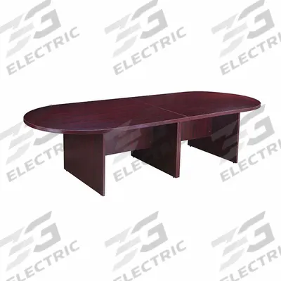 BOSS Conference Table: Racetrack Oval, Melamine/PVC, Mahogany, 120 in Overall Lg - Oval Conference Tables