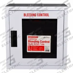 FIRST AID ONLY Bleed Control Kits: Metal Cabinet, 6 People Served, 42 Components (MPN 91536). Key specifications — Brand: FIRST AID ONLY; Wound Dressings Included: (6) Windlass Tourniquets; Housing Material: Metal.
