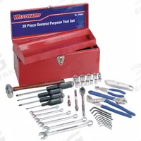 WESTWARD Master Tool Set: 37 Total Pcs, SAE, 3/8 in Socket Drive Size, Tool Box (MPN 4PM07). Key specifications — attr538253: WESTWARD; attr548973: (1) Slip-Joint Plier; attr548974: (9) Hex Keys; attr548975: (9) Sockets; attr548983: (1) Adjustable Wrenches.