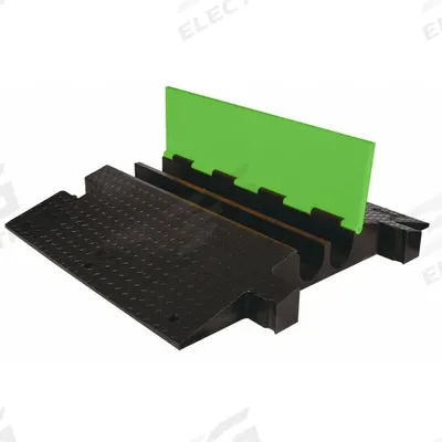CHECKERS HI-VIZ CABLE PROTECTOR: 2 Channels, Hinged, 3 3/4 in Max Cable Dia - 2-Channel Hinged-Cover Cable Ramps