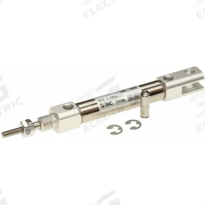 SMC Round Body Cylinder: 3/8 in Bore, 1 in Stroke, Non-Repairable, Stainless Steel - Double End Mount Cylinders