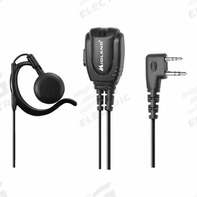 MIDLAND Earpiece: Fits Midland, For BizTalk MB Series, Ear Hook, Push To Talk, Black - Midland-Compatible Earpieces & Headsets