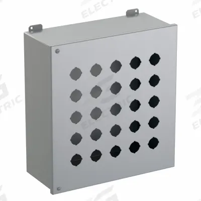 HAMMOND Push Button Enclosure: 30mm, 25 Holes, Carbon Steel - Enclosures for 30mm Operators