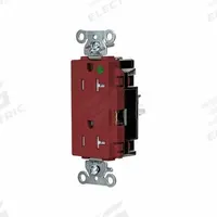 HUBBELL Receptacle: Hospital Grade, Decorator Duplex, 5-20R, Red, 125V AC, 20 A, 2 Pole / 3 Wire (MPN HBL2182STRTR)