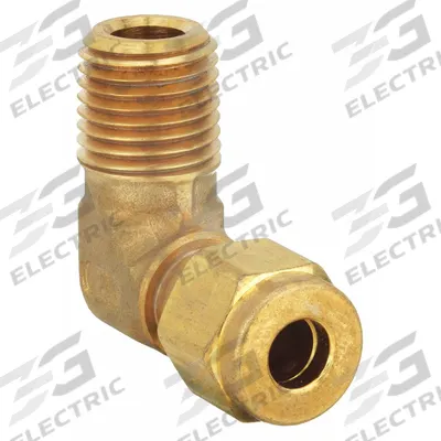 PARKER Compression Fitting Elbow: 3/8 in OD x 3/8 in Pipe Size, Compression x MNPT - Single-Ferrule Brass Compression Fittings