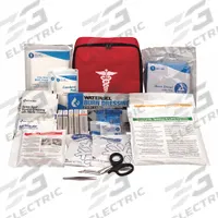 FIRST AID ONLY First Aid Kit and Housing: Gen Purpose, 1 People Served, 109 Components, Fabric (MPN 3300). Key specifications — Adhesive Bandages Included: No Adhesive Bandages; Application: General Purpose; Brand: FIRST AID ONLY; Housing Color: Red; Housing Material: Fabric; Includes Oral or Inhalant Medication: No Medication Included; Mountable: Portable; Oral and Inhalant Medicinals Included: No Oral/Inhalant Medicinals.