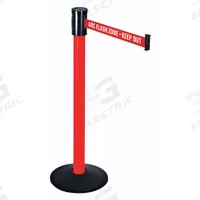 RETRACTA-BELT Barrier Post with Belt: Red, No Pattern, ARC Flash Zone - Keep Out, 15 ft Belt Lg, Red (MPN 321PRD-ARC). Key specifications — attr981468: Cast Iron; attr981465: Red; attr981461: RETRACTA-BELT; attr981440: Aluminum; attr981443: Red; attr981449: ARC Flash Zone - Keep Out; attr981448: White.