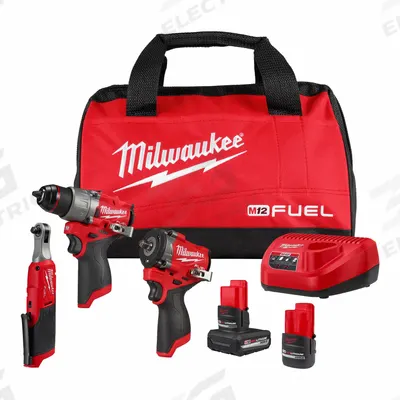 MILWAUKEE M12 FUEL 3PC AUTO KIT: 3 Tools, 12 V DC Volt, Battery Included - Milwaukee 12V Cordless Tool Combination Kits