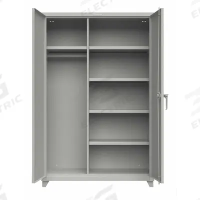 STRONG HOLD Storage Cabinet: 48 in x 24 in x 75 in, 4 Shelves, Swing Handle & Padlock Hasp - Industrial Combination Cabinets