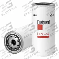 FLEETGUARD Oil Filter: 1"-12 Thread Size, 8 1/4 in Overall Ht, 8 5/16 in Overall Lg, Oil, Spin-On (MPN LF3744). Key specifications — Brand: FLEETGUARD; Compatible Vehicle Make: John Deere.