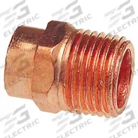 NIBCO Sweat Fitting Adapter: 3/4 in CTS x 3/4 in Pipe, Cup x MNPT, Wrot Copper (MPN 9030951)