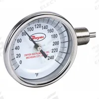 DWYER Dial Thermometer: 0°F to 240°F, ±2%Full Scale Accuracy, 2.5 in Stem Lg, 3 in Dial Dia (MPN BTLR32551). Key specifications — Accuracy: ±2 % Full Scale; Brand: DWYER.