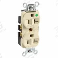 HUBBELL Receptacle: Hospital Grade Fed. Spec., Duplex, 5-20R, Ivory, 125V AC, 20 A, 2 Pole / 3 Wire (MPN HBL8300HI)
