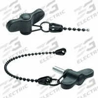 ELESA Hand Knob: Wing, Plastic, 200 mm Nominal Tether Lg, M5 Thread, 12 mm Thread Lg, Blind Hole (MPN 222916-C1). Key specifications — Tether Color: Black; Brand: ELESA; Tether Material: POM-Based Technopolymer.