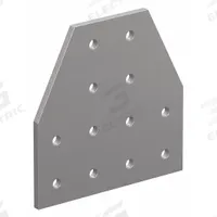 Tee Flat Plate: T Flat Plate, 15 Series, 1/4 in x 6 in x 6 in, For 21/64 in Slot Wd, 12 Holes (MPN 4325). Key specifications — Material: Aluminum; Brand: 80/20; Finish: Anodized.