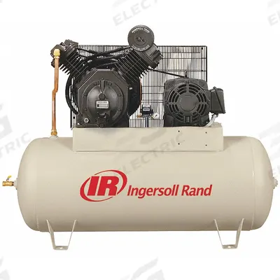 INGERSOLL RAND Electric Air Compressor: 15 hp, 2 Stage, Horizontal, 120 gal, 50 cfm - Splash Lubricated Stationary Electric Air Compressors