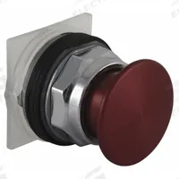 SCHNEIDER Mushroom Head Push Button: Red, 30 mm Mounting Size, Metallic, Maintained (MPN 9001KR9RM94). Key specifications — Brand: SCHNEIDER; Action: Maintained; Series: 9001K; Push Button Material Type: Metallic.