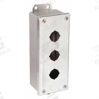 EATON Push Button Enclosure: 30mm, 3 Holes, 304 Stainless Steel, NEMA 12/4/4X (MPN 10250TN35). Key specifications — attr211299: EATON; attr1043605: Washdown-Corrosion-Resistant.