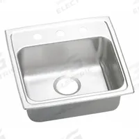 ELKAY Bowl Drop-In Sink: 19 in Overall Lg, 18 in Overall Wd, 5 7/8 in Bowl Dp, 16 in Bowl Lg, 18 ga (MPN LRADQ1918603). Key specifications — Brand: ELKAY; Color Family: Silver/Gray.