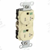 HUBBELL Receptacle: Duplex, 5-20, Ivory, 125V AC, 20 A, 2 Pole / 3 Wire (MPN BR20IWRTR)