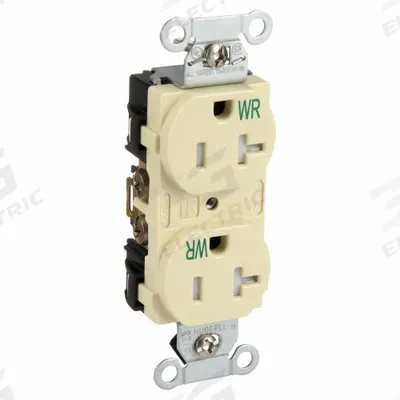 HUBBELL Receptacle: Duplex, 5-20, Ivory, 125V AC, 20 A, 2 Pole / 3 Wire (MPN BR20IWRTR) - General Purpose Receptacles