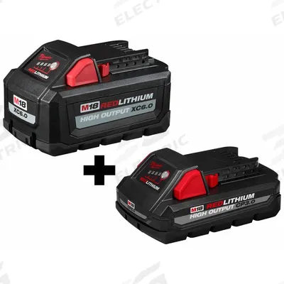 MILWAUKEE Battery Pack: M18, 3 Ah_6 Ah, 2 Batteries Included, 18V DC (MPN 48-11-1865 - Milwaukee Cordless Tool Batteries