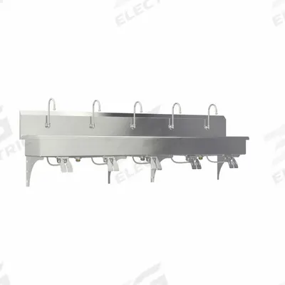 SANI-LAV Wash Station: 5 Stations, 8 in Bowl Dp, 97 in Bowl Lg, 16 1/2 in Bowl Wd - Five-Station Wall-Mounted Wash Stations with Faucets