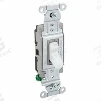 BRYANT Wall Switch: Toggle Switch, Single Pole, Maintained, White, 120/277V AC, 20 A (MPN CSB120BW). Key specifications — Illuminated: No; Voltage Rating: 120/277V AC.