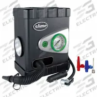 SLIME 12-Volt Tire Inflator: 100 psi Max Air Pressure, 0 psi Min Air Pressure, 12 V Volt, Plastic (MPN 40034). Key specifications — Includes: Multi-Purpose Air Adapters; Housing Material: Plastic; Brand: SLIME.